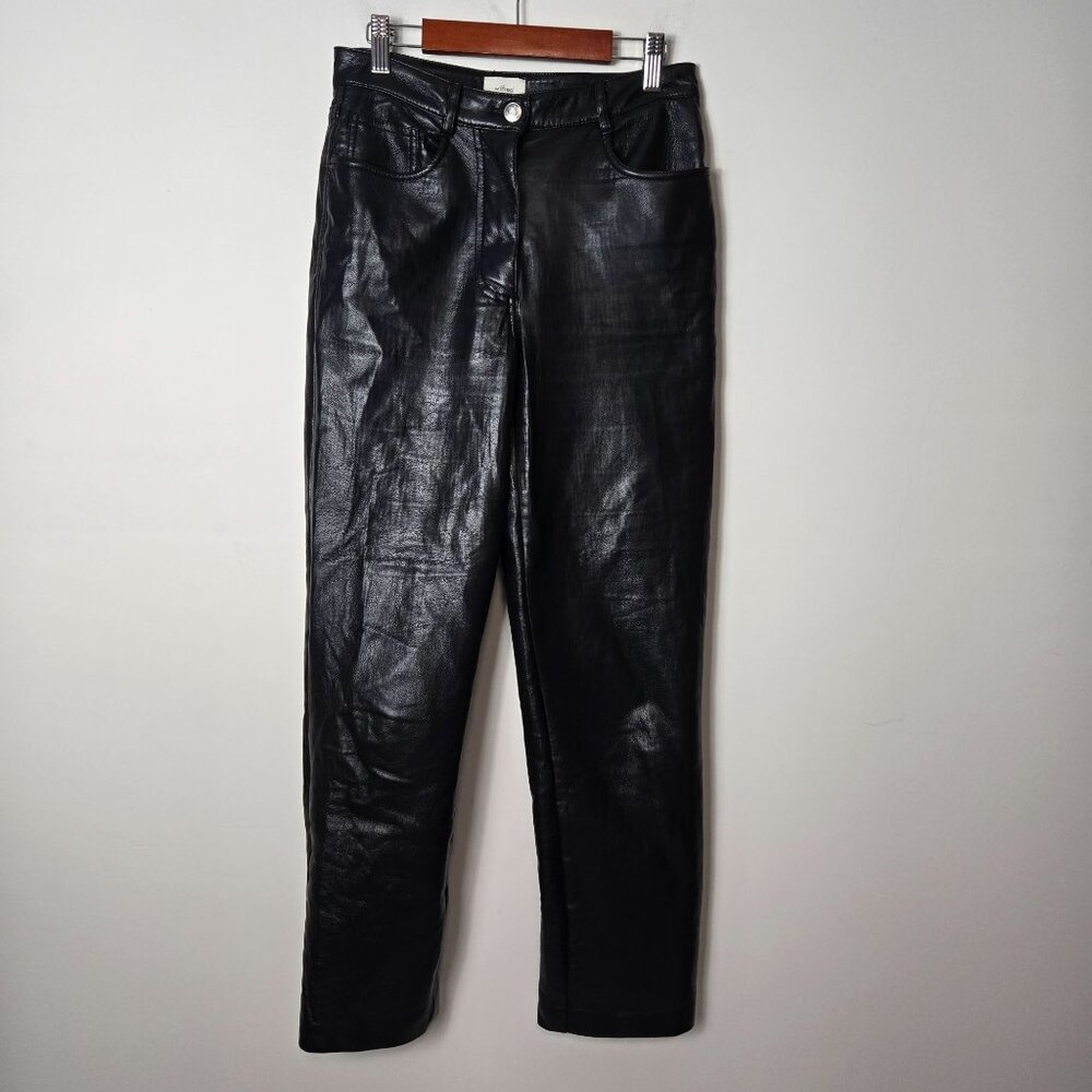 Aritzia Wilfred Free The Melina Leg Straight Vegan Leather Pants Black - Picture 2 of 10